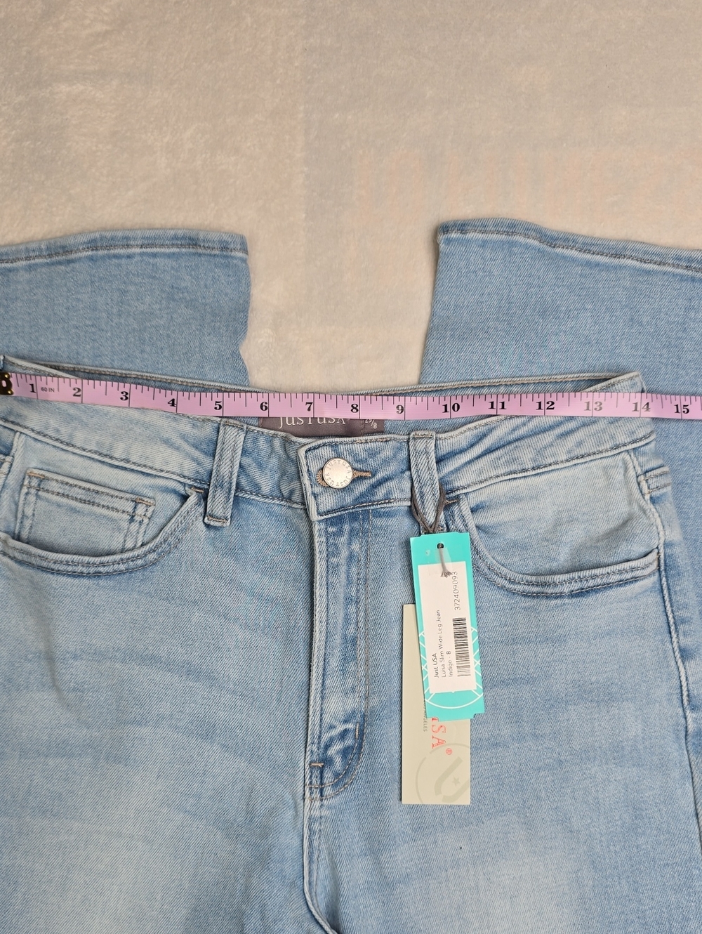 Just USA Light Wash High Rise Wide Leg Stretch Jeans Sz 8 NWT - Picture 6 of 9